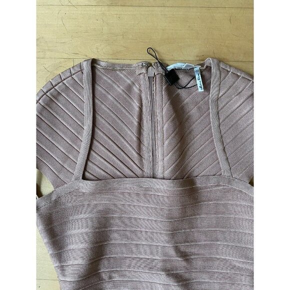 Herve Leger BNWOT womens cap sleeve blush pink midi dress NEW sz Xsmall - Picture 5 of 13